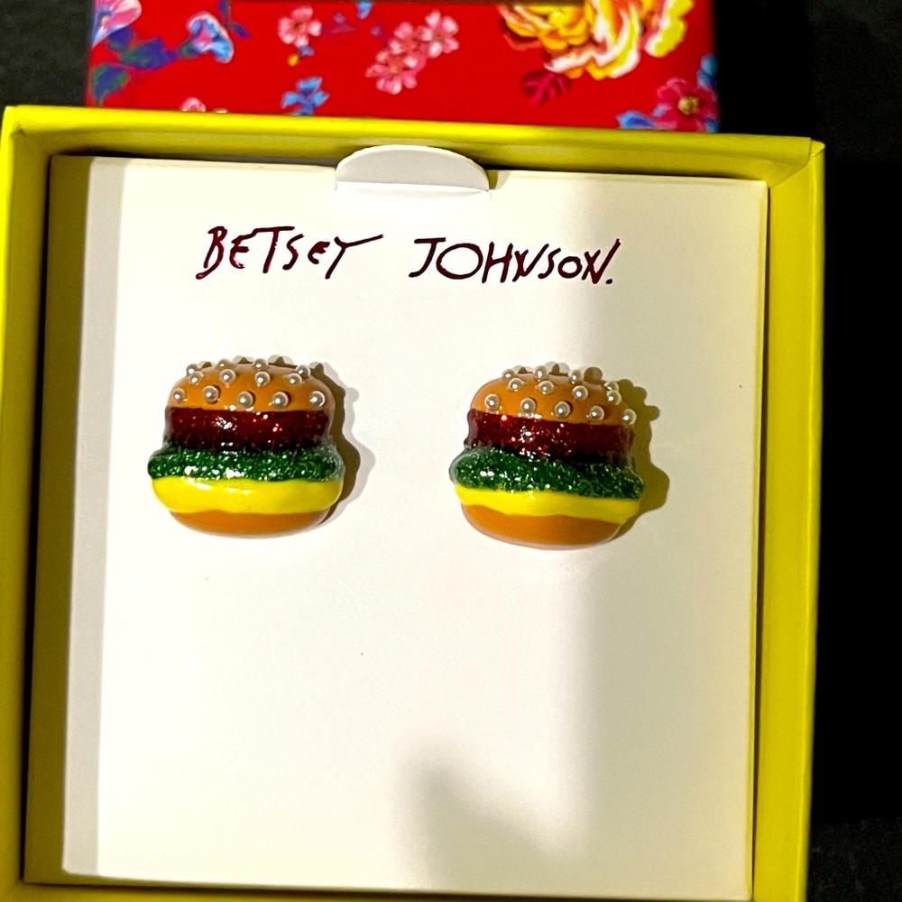 Betsey Johnson Hamburger stud earrings